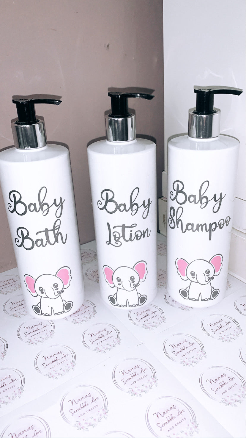 Set of 3 Baby bathroom dispenser bottles