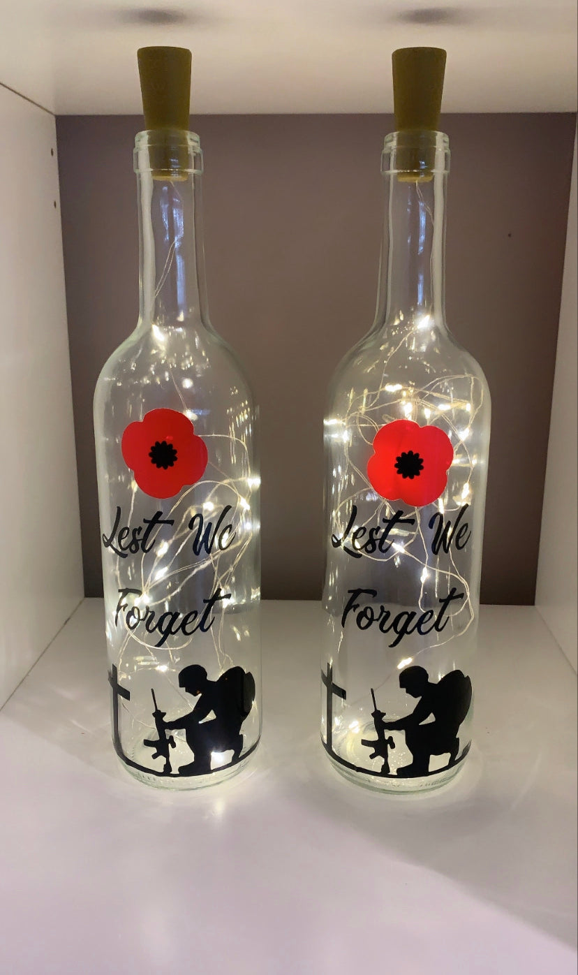 Lest we forget light up Remembrance Day bottle